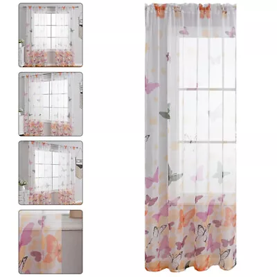 Bedroom Butterflies Pattern Semi Sheer Drape Living Room Curtain Sheer • $11.18