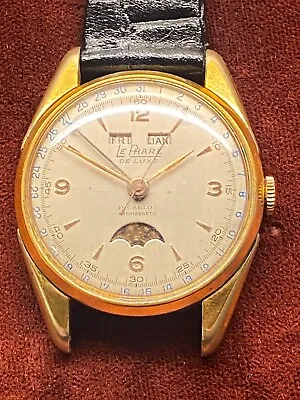 Vintage LePhare Day/Date/Month/Moon Phase Wrist Watch Mechanical Wind • $509.99