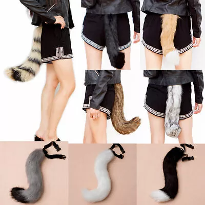 Women Adjustable Belt Animal Tail Furry Wolf Fox Halloween Cosplay Party Tools • $5.99