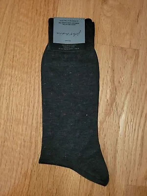 John W Nordstrom Egyptian Cotton Hand-Linked Toe Mens Socks Charcoal Size King • $12