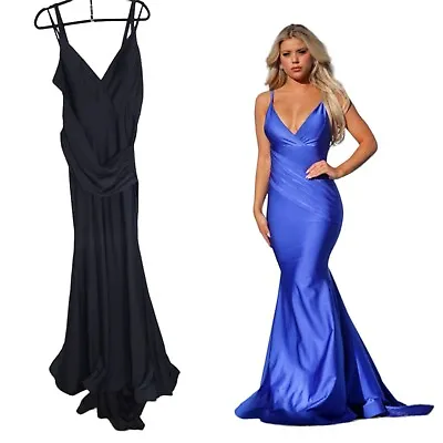 Jessica Angel Womens Dress 345 Black Maxi Gown Prom Bridesmaid Formal V Neck XL • £167.54