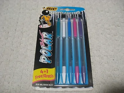 Vintage 90's 1994 BIC Polar Blast Wavelengths BLUE Ink 5 Pack Pens NEW! • $24.99