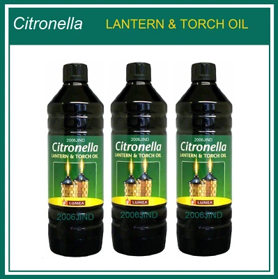 £19.77 • Buy 3 X 1Litre  Barrettine Citronella Lantern Lamp & Torch Oil Outdoors Garden Use !