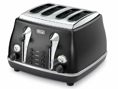 $164.88 • Buy DeLonghi CTO4003.BK  Icona 4 Slice Toaster Black NEW