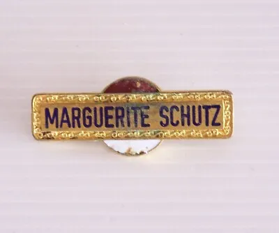 Vintage Marguerite Schutz Name Tag Lapel Badge Hat Pin Brooch • $8.90
