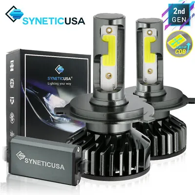 Syneticusa H4 9003 COB LED Headlight Kit High Low Beam 6000K White Light Bulbs  • $28.79