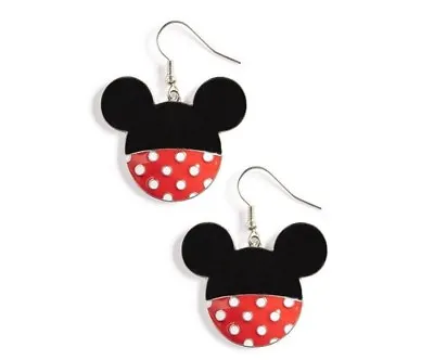 Disney Minnie Mouse Head Earrings Silver Tone Dangle Fashion Jewellery Enamel • £6.99