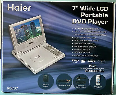 Haier Portable DVD Player W/ 7” TFT LCD Monitor With Remote • $52
