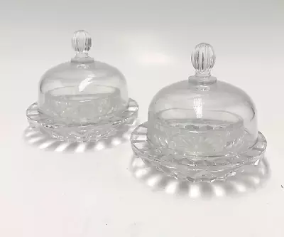Set Of 2 MIKASA Crystal Round Small Covered Butter Dish Salinas Pattern VINTAGE • $24