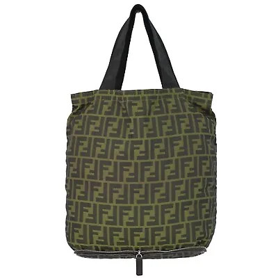 FENDI Zucca Nylon Shopping Tote Handbag Brown • $272.80