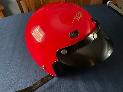 Vtg. 70's Vega X-580 Red Gloss Open Face Motorcycle Helmet Large 7 3/8 - 7 1/2 • $26