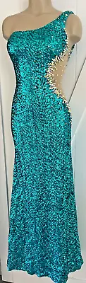 EUC La Femme Sequin/Rhinestone 00 Formal Dress Pageant Mermaid One Shoulder Sexy • $79