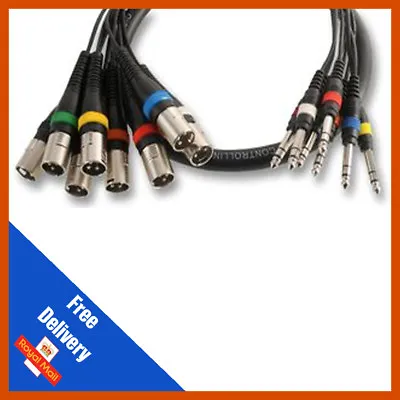 Pulse 8-Way Stereo TRS Jack To Male XLR Loom - 2.5m | Fully Balanced Multicore • £32.89