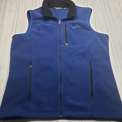 Eddie Bauer Mens Fleece Blue Zip Up Vest With Zipper Pockets Size XLT • $34.99