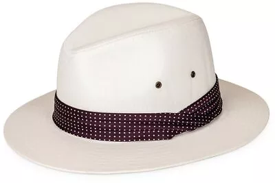 Men's Cotton Fedora With Dot Print Pattern Band. Fast 48 Hour Delivery. • £14.95