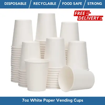 7oz White Paper Vending Cups Disposable Cups For Hot Drinks And Water Coolers • £149.99