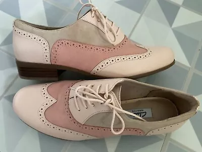 £24.99 • Buy Clarks Hamble Oak Pink & Cream Leather Cushion Plus Lace-up Brogues Shoes 8 D 42