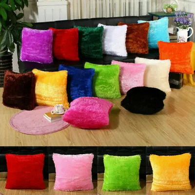 £3.90 • Buy Luxury Fluffy Cushion Covers Furry Scatter Decorative Soft Pillow Case Plush UK
