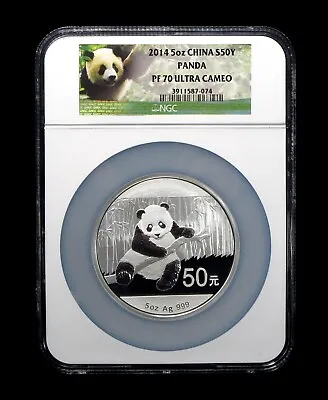 2014 China Panda 5oz Silver Coin 50 Yuan NGC PF 70 ULTRA CAMEO • $420