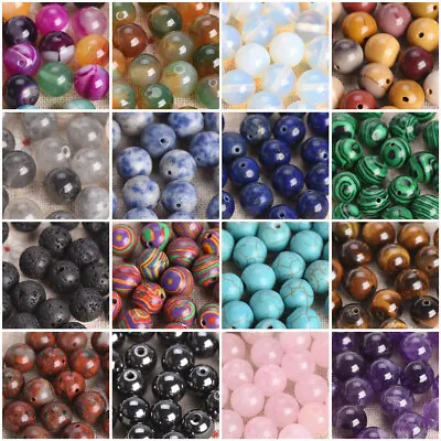 £2.34 • Buy Natural Stone Round 4mm 6mm 8mm 10mm Loose Gemstone Beads For Jewelry Making