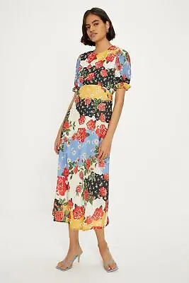 Oasis Petite Short Sleeve Floral Print Midi Tea Dress • £23