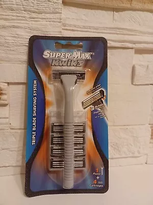 3 X Supermax Men's Kwik 3 Triple Razor 5 Blades And With 4 Cartridges • £9.99