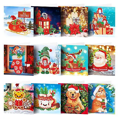 Christmas DIY Cards Kit Rhinestones 5D Gem Art Painting Cards Making Accessories • £20.45