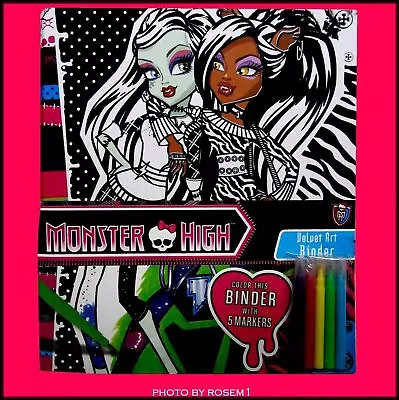 Monster High Velvet Art BINDER With 5 COLOR MARKERS 11.5 X10-inch Brand New 2011 • $12.99