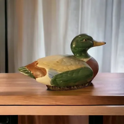 Vintage Ceramic Duck Lint Remover Brush Mallard Figurine Decoy Paperweight • $23