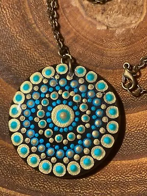 Mandala Pendant Necklace On 20 Inch Brass Chain • $17.99