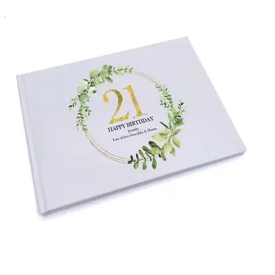 Personalised 21st Birthday Gift For Her Guest Book Gold Wreath Design GB-96 • £14.99