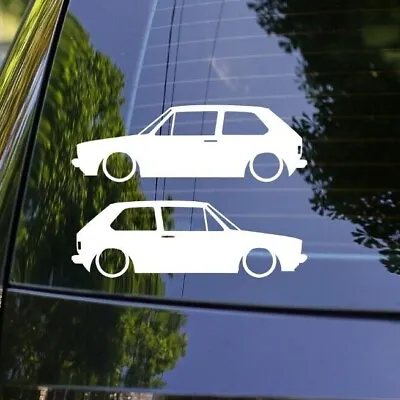 X2 Lowered Car Silhouette Decal Sticker - For VW GOLF RABBIT Mk1 Gti (3-door) • $8.99
