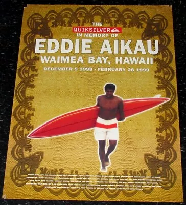 Original 1998-99 Eddie Aikau Big Wave Surfing Contest Waimea Hawaii Poster • $95