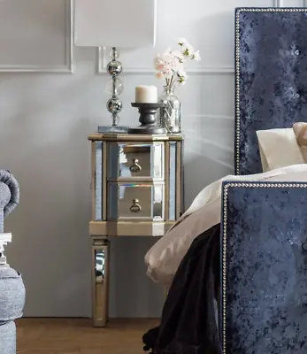 £199.90 • Buy Vintage Bedside Furniture Venetian Mirrored Cabinet Antique Unit Silver Table