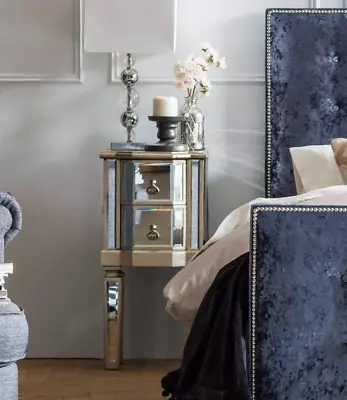£219.90 • Buy Vintage Bedside Furniture Venetian Mirrored Cabinet Antique Unit Silver Table