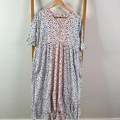 Adrift Dress Womens Small Multicolured Floral Print Short Sleeve Relaxed Maxi • $32.95