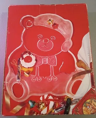 VINTAGE Mikasa Crystal Holiday Bear Serving Platter 11 1/2  Frosted Christmas • $13