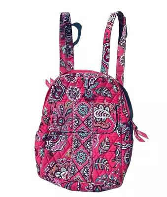 Vera Bradley Call Me Coral Backpack 14x12x4 School Adj Straps Zip Closure Pocket • $32.98