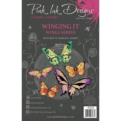 £15.99 • Buy Winging It Butterfly Stamps - Pink Ink Designs A5 Stamp Set - WINGS Series