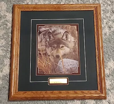 Carl Brenders One To One Gray Wolf Print Matted Framed 16'' X 18   Print • $79.99