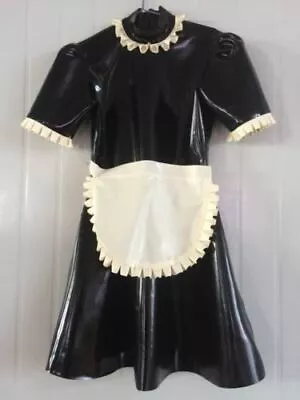 100% Pure Latex Rubber Black Party Maid Dress Cosplay Skirt 0.4mm S-XXL • £60.88