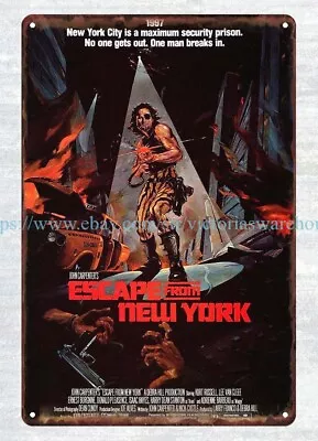 1981 Escape From New York Horror Movie Poster Metal Tin Sign Buy Decoration Art • $18.99