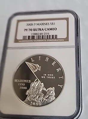 2005 P Marine Corps Silver Dollar PF70 Ultra Cameo NGC C722 • $110