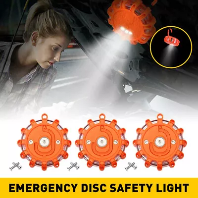 3X LED Magnetic Light Car Round Beacon Emergency Hazard Strobe Warning SOS Lamp • $26.49