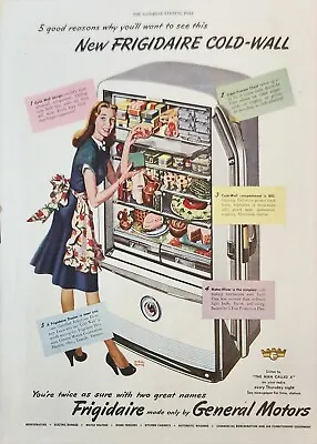 1947 Frigidaire Refrigerator Made By General Motors Vintage Ad Two Great Names • $9.95