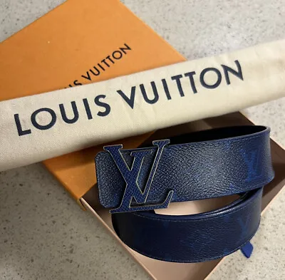 LOUIS VUITTON Initiales Belt In Taiga Monogram Leather - 💯 AUTHENTIC - M0159 • $499