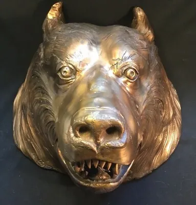 Bronze Grizzly Bear Head Wall Mount Truly Impressive Unique Piece Weighs 14 Lbs  • $3499
