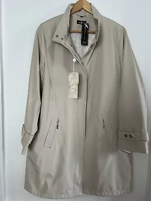 Ladies Flyfront Showerproof Light Coat By David Barry. Size 16 Stone Colour BN • £64.99