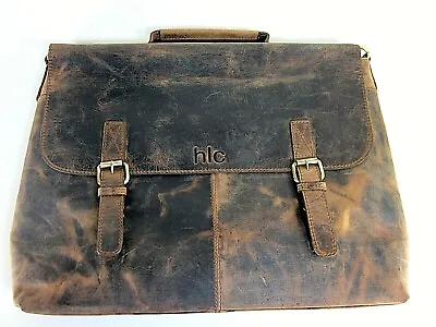 Mens Crazy Horse Leather Shoulder Messenger Briefcase 15.5  Laptop Bag New W/tag • $75