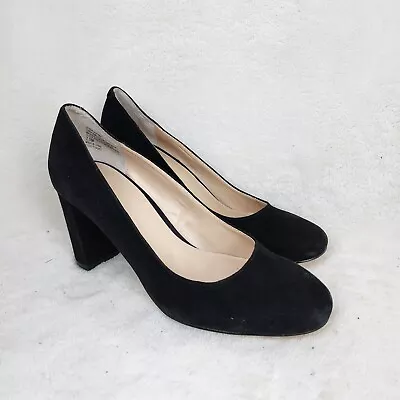 J. Jill Womens Black Suede Leather Round Toe Slip-On High Block Heels Shoes 7.5M • $29.99